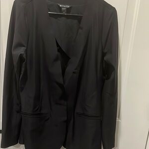 Athleta Black Blazer Tailored Open-Front Jacket
